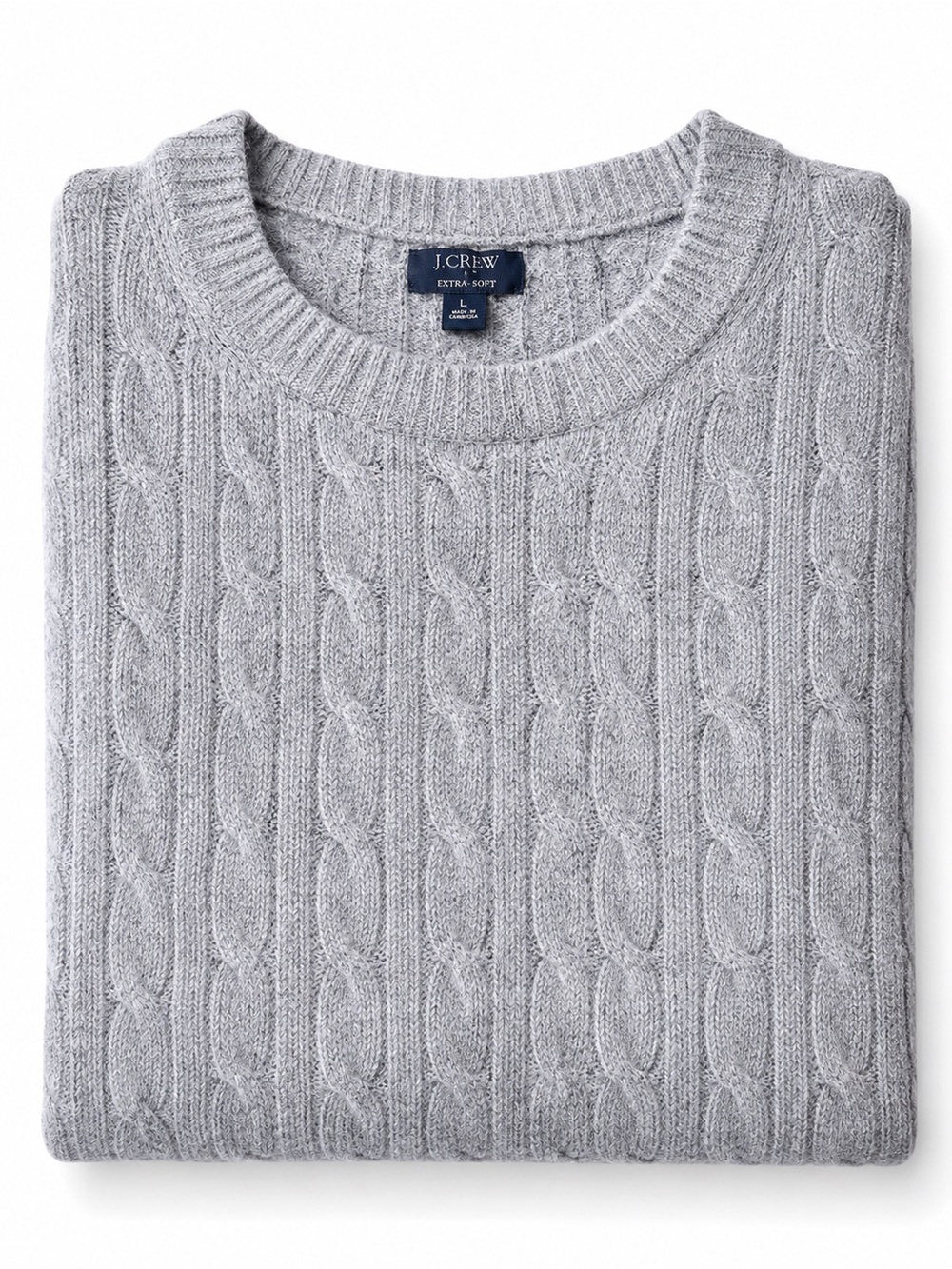 J.Crew Extra-Soft Classic Cable-knit Crewneck Sweater - Gray Men’s Large - Picture 5 of 9